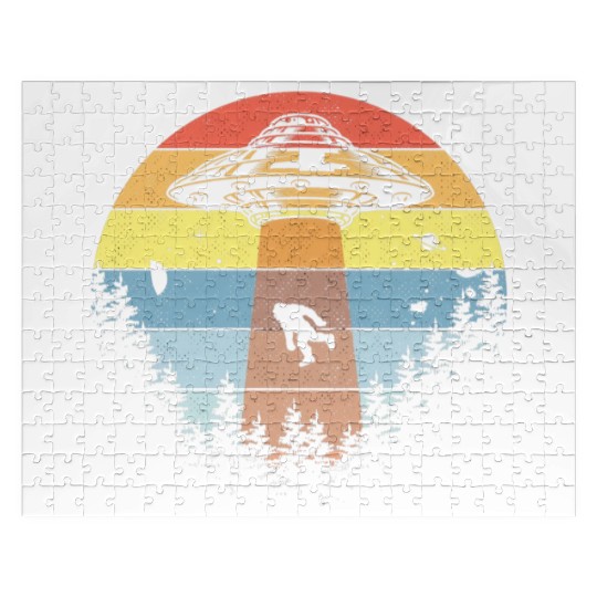Retro Vintage Sunset Bigfoot Yeti Jigsaw Puzzles
