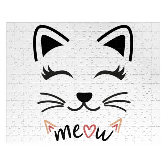 Cat meow design funny and cute Jigsaw Puzzles