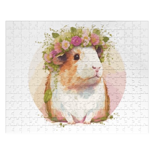 Cute Guinea Pig Flower Crown Floral Pet Rodent Lov Jigsaw Puzzles