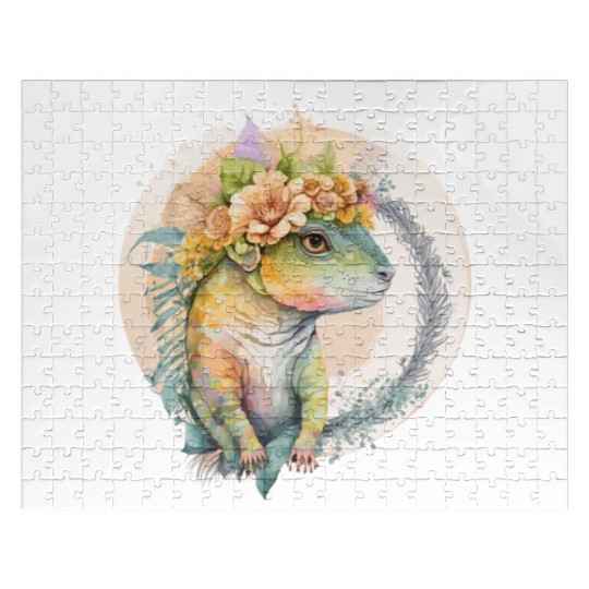 Cute Lizard Chameleon Flower Crown Pet Reptile Lov Jigsaw Puzzles