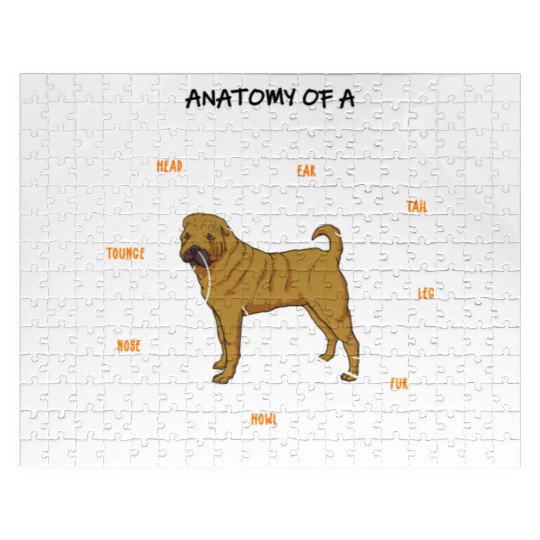 Anatomy Of A Shar Pei Dog Funny Dog Lover Gift Jigsaw Puzzles