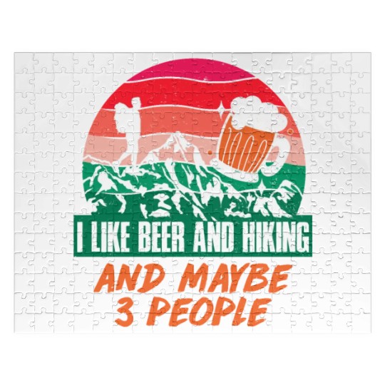 I like Beer and Hiking Mountain lover Wanderlust Jigsaw Puzzles