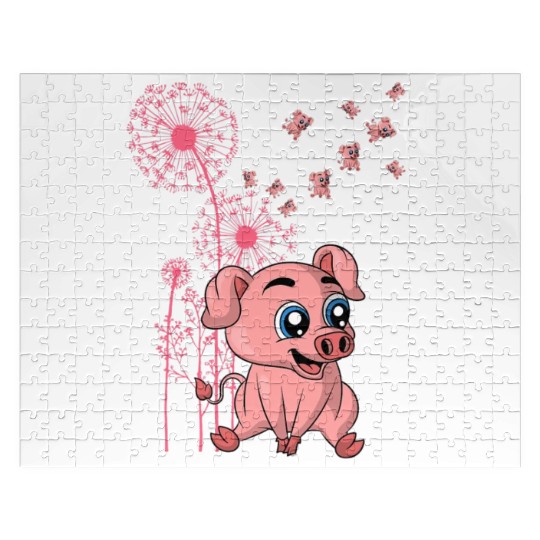Dandelion Piglet Farm Animal Lover Farmer Cute Pig Jigsaw Puzzles