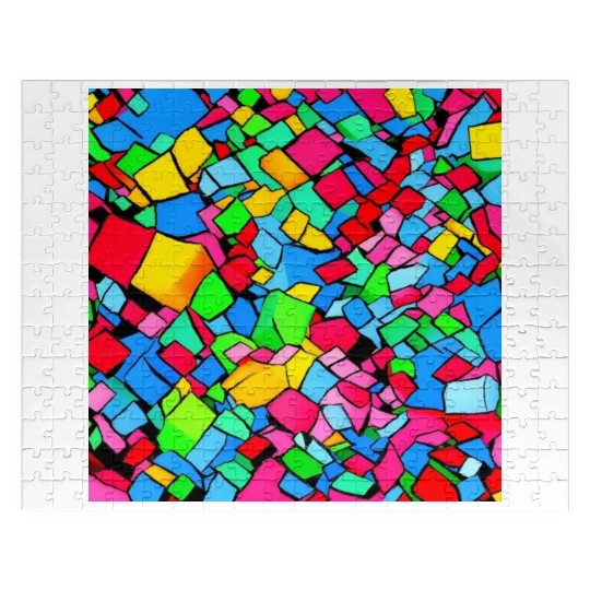 ABSTRACT PAINTING COLORFULL WATERBASE CUBE BLACK Jigsaw Puzzles