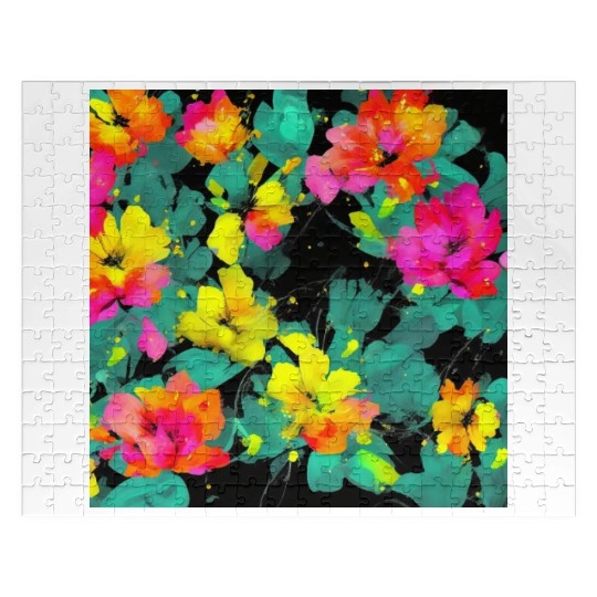 ABSTRACT PAINTING basecolor WATERBASE FLOWER BLACK Jigsaw Puzzles