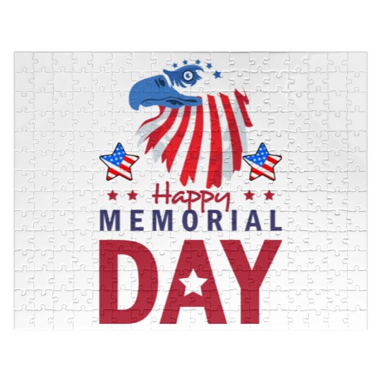 Happy Memorial Day Veterans Brave US Eagle Stars Jigsaw Puzzles