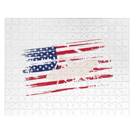 Grasshopper US American Flag Katydid 4th Of July U Jigsaw Puzzles