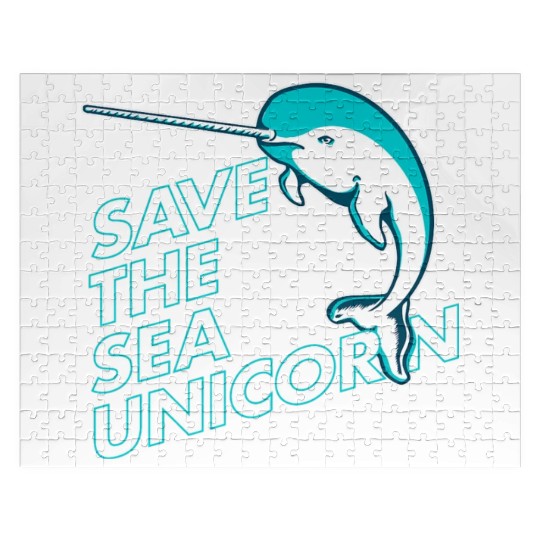 Funny Save the Sea Unicorn Narwhal Jigsaw Puzzles