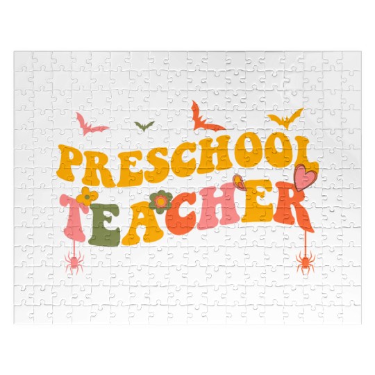 Funny Groovy Halloween Preschool Teacher Men Women Jigsaw Puzzles