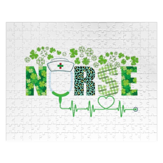 Leopard Nurse Shamrock Stethoscope Saint Patricks Jigsaw Puzzles
