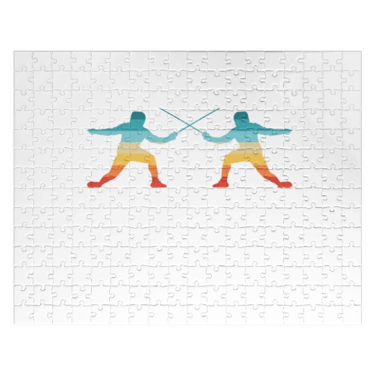 Funny Retro Fencing Make Friends Stab Them Jigsaw Puzzles
