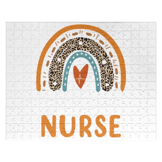 School Nurse Rainbow Leopard Print Nursing Back to Jigsaw Puzzles