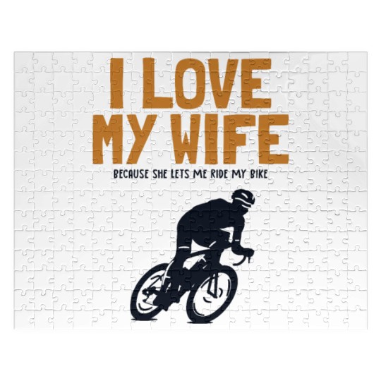 I love my Wife Cyclist Gravel City Bike Cyclist Jigsaw Puzzles