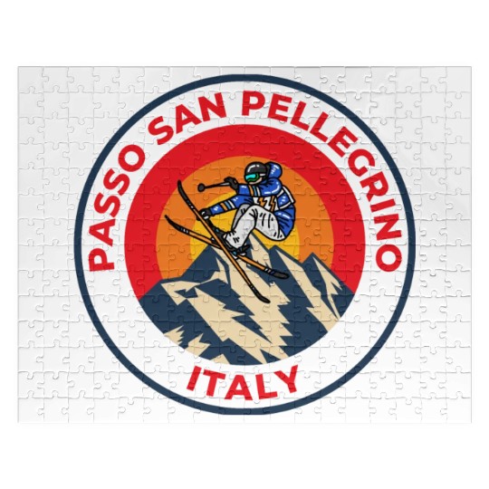 Skiing in Passo San Pellegrino Italy Sunset Jigsaw Puzzles