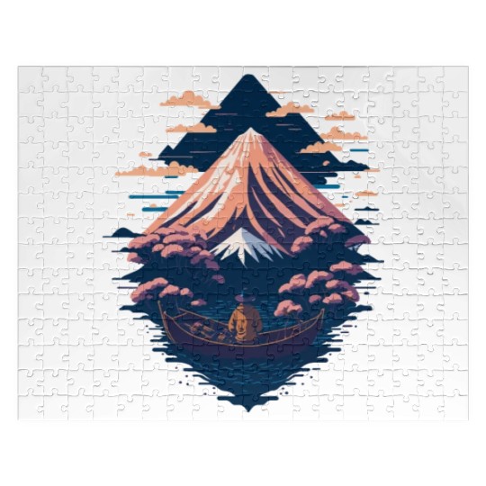 Serene Mount Fuji Sunset Peaceful River Scenery Jigsaw Puzzles