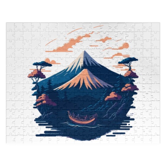 Serene Mount Fuji Sunset Peaceful River Scenery Jigsaw Puzzles