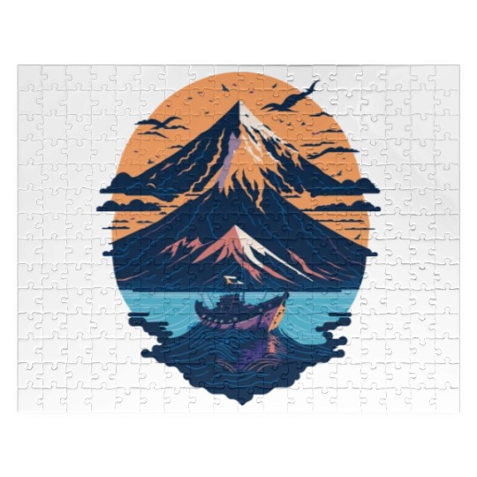 Serene Mount Fuji Sunset Peaceful River Scenery Jigsaw Puzzles