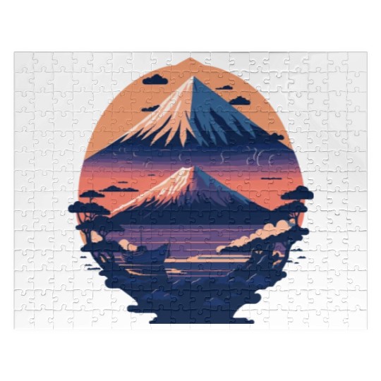 Serene Mount Fuji Sunset Peaceful River Scenery Jigsaw Puzzles