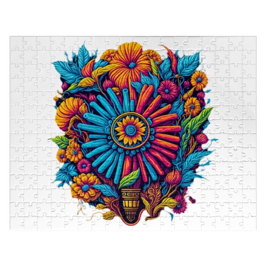 colorful floral bouquet graphic design Jigsaw Puzzles