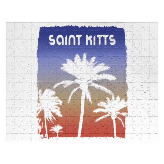Saint Kitts Sunset Vacation Souvenir Palm Tree Jigsaw Puzzles