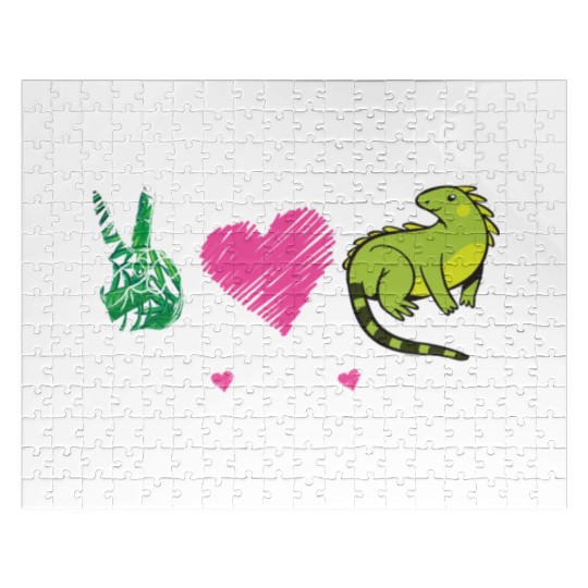 Peace Love Iguana Heart Jigsaw Puzzles