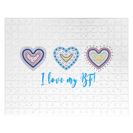 I Love My Bf Modern Boho Style Jigsaw Puzzles