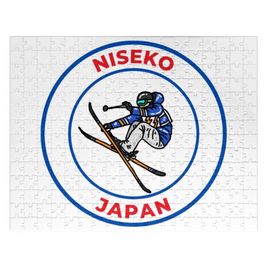 Retro cool Skiing in Niseko Japan Jigsaw Puzzles