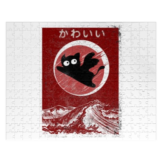Kawaii Cat Japanese Black Anime Cat Jigsaw Puzzles