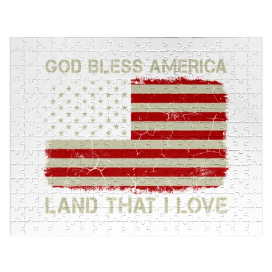 Old American Flag God Bless America Land That I Lo Jigsaw Puzzles