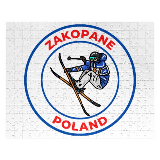 Retro Cool Skiing in Zakopane Poland Souvenir Jigsaw Puzzles