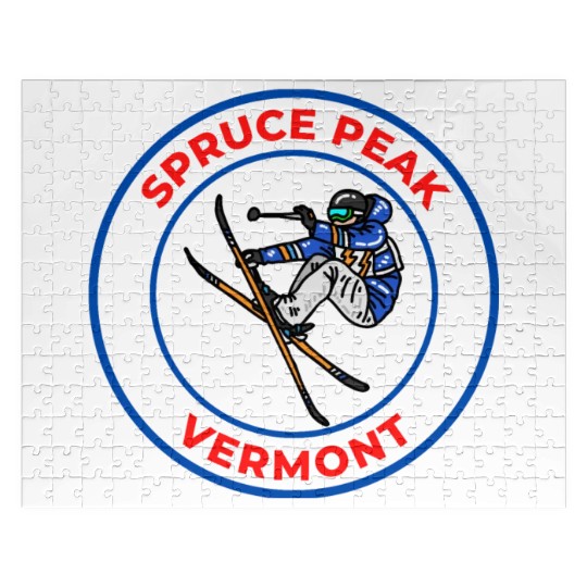 Retro Cool Skiing in Spruce Peak Vermont Souvenir Jigsaw Puzzles