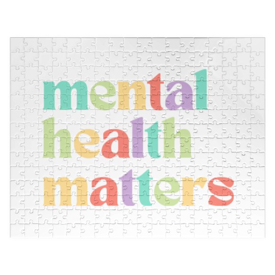 Mental Health Matters | Retro Quote Mixed Peach Jigsaw Puzzles