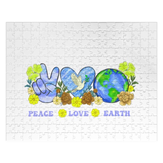 Peace Love Earth Peace Love People Earth Day Jigsaw Puzzles