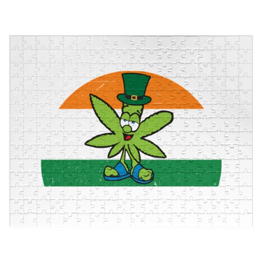 St Patricks Day Kiss Me Im Highrish Marijuana Jigsaw Puzzles