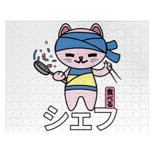Japanese Cat Kawaii Chef Anime Cook Food Jigsaw Puzzles