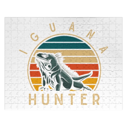 Vintage Iguana Hunter Funny Reptile Lover Jigsaw Puzzles