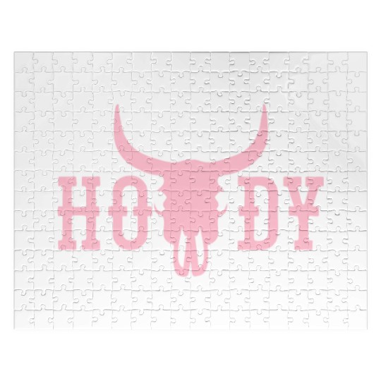 Howdy Cow Skull Western Cowboy Cowgirl Rodeo Howdy Jigsaw Puzzles