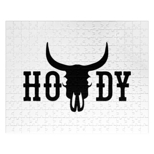 Howdy Cow Skull Western Cowboy Cowgirl Rodeo Howdy Jigsaw Puzzles