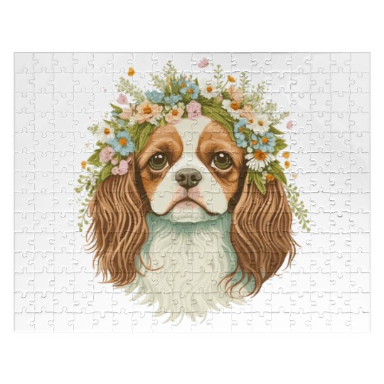 Cute Cavalier King Charles Spaniel Flower Crown Do Jigsaw Puzzles