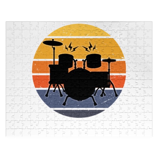 Funny Drummer Art For Men Women Drum Set Drumming Jigsaw Puzzles