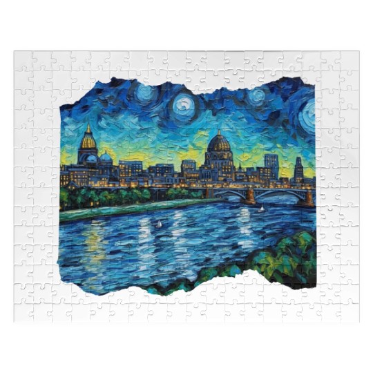 St Paul Minnesota Skyline Tribute Capital Charm Jigsaw Puzzles