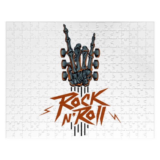Guitar Neck Skeleton Hand Rock And Roll Guitar Jigsaw Puzzles