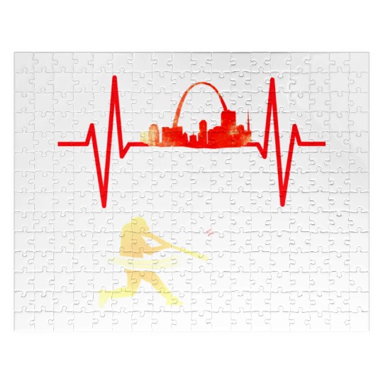 Saint Louis Red Cardinal Dress Heartbeat Baseball Jigsaw Puzzles