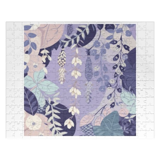 Wisteria Pattern, Japanese Kimono Fabric Pattern Jigsaw Puzzles