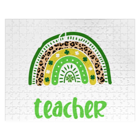 Lucky To Be A Preschool Teacher Rainbow Shamrock I Jigsaw Puzzles