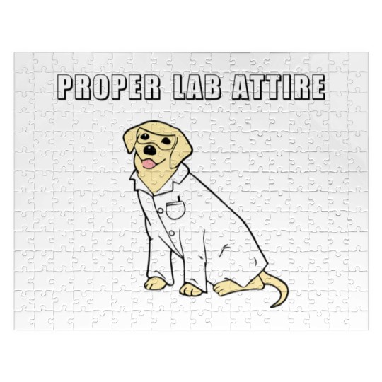 Proper Lab Attire Laboratory Dog Pun Science Jigsaw Puzzles