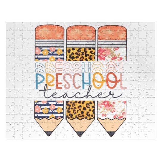 Preschool Teacher Funny Leopard Pencil Back To Sch Jigsaw Puzzles