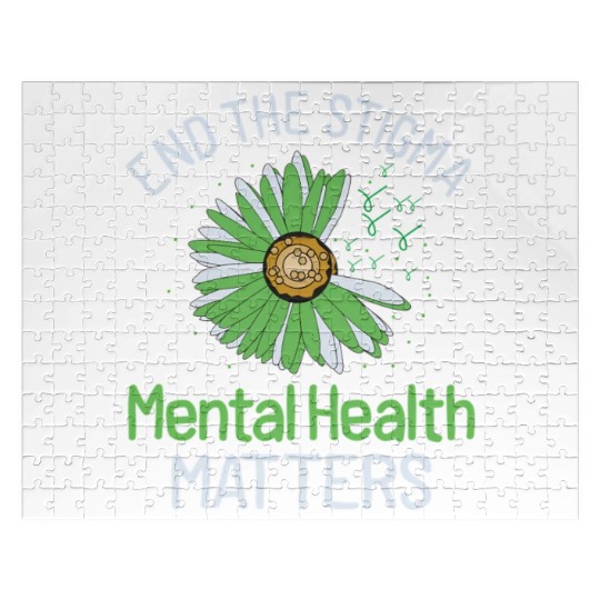 End The Stigma Wear Green Mental Health Awareness Jigsaw Puzzles
