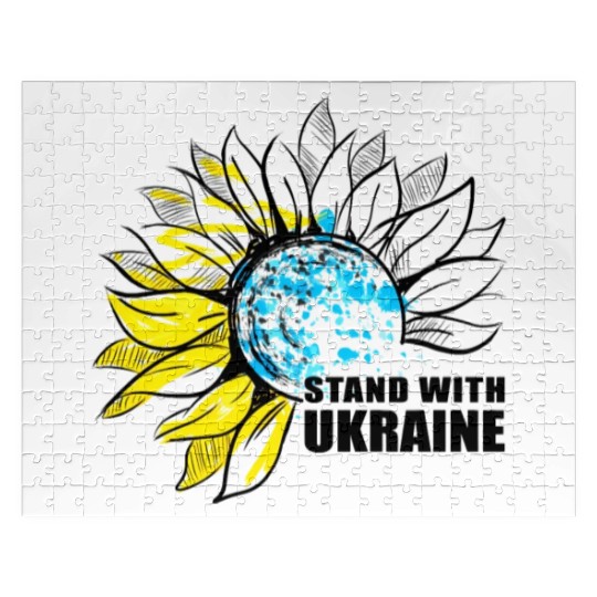 Sunflower Ukrainian Flag I Stand With Ukraine Ukra Jigsaw Puzzles