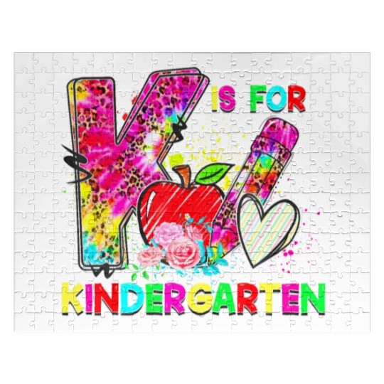 Tie Dye Leopard K Is For Kindergarten Teacher Back Jigsaw Puzzles